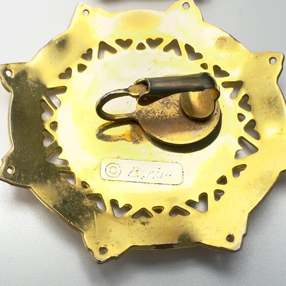 1980s Edgar Berebi XL Enamel Earrings — Art Nouveau Revival — Vibrant Colorway - Picture 9 of 10